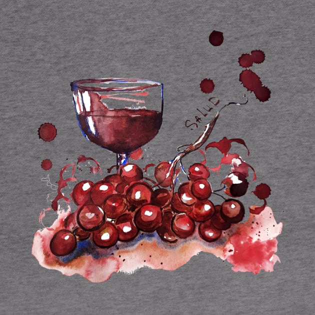 Wine and grape - salud by Art by Taya 